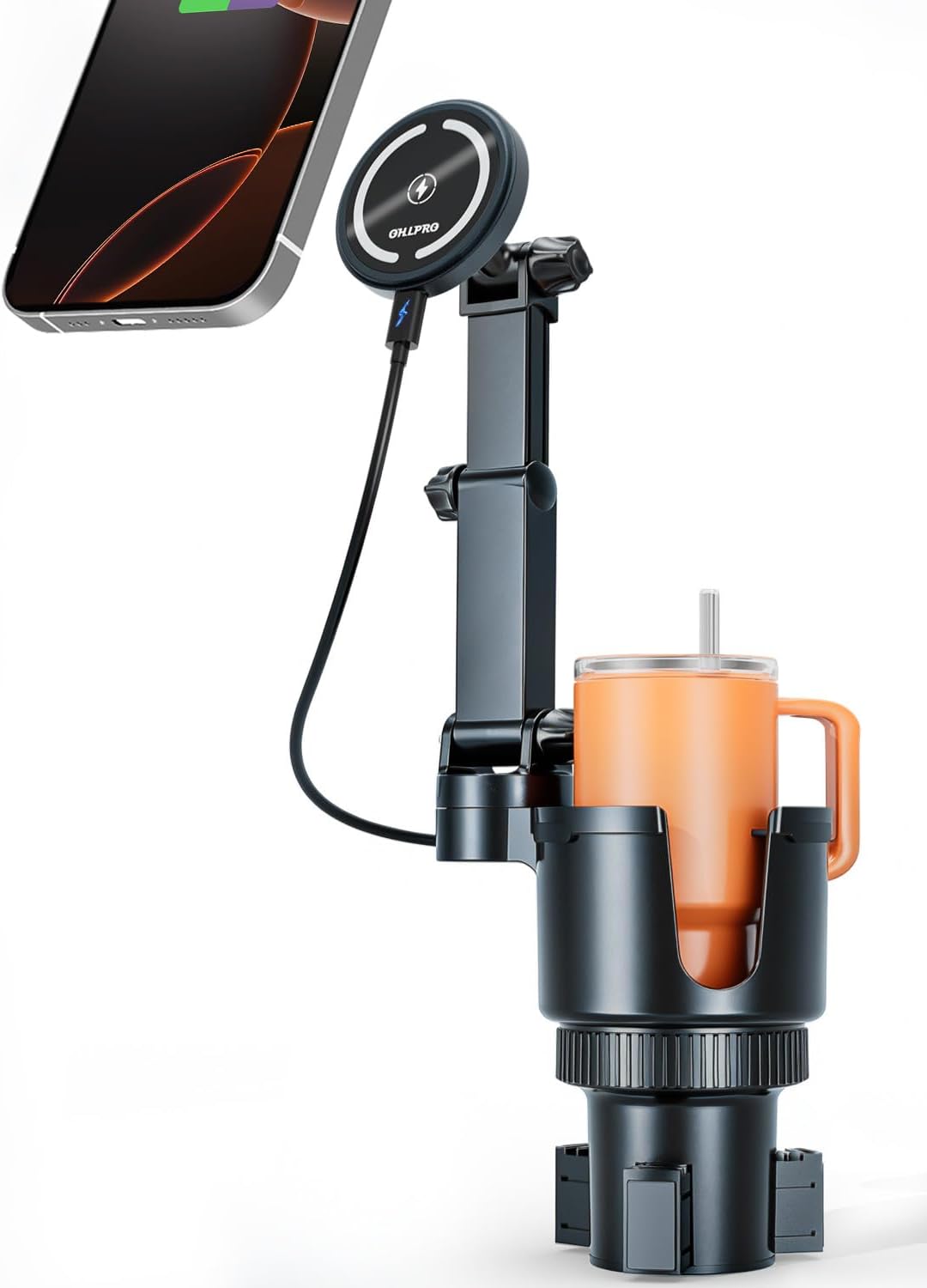 OHLPRO for iPhone 17 Pro Max MagSafe Car Charger Cup Holder Mount, Gray