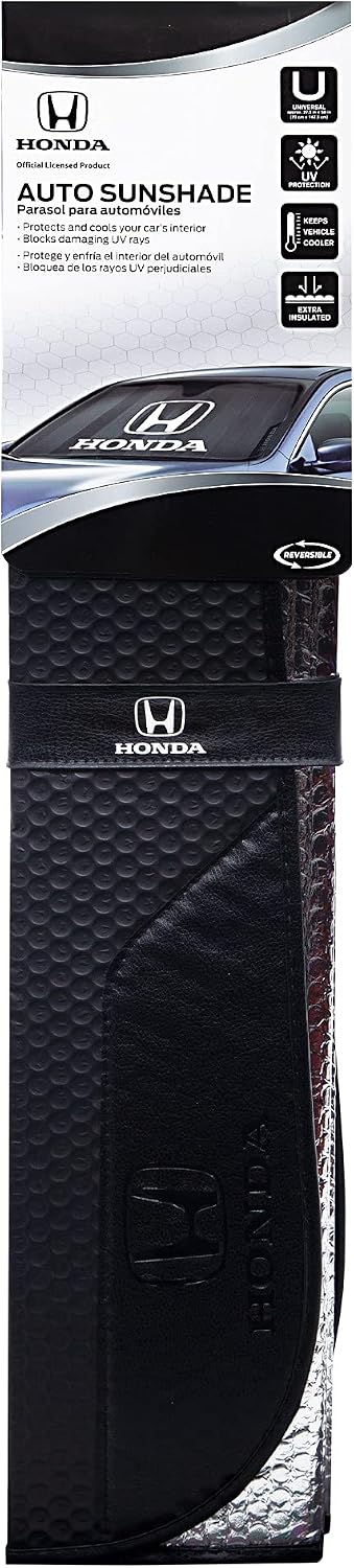 Plasticolor 003939W01 Honda Black Matte Accordion Sunshade White Logo 26.75 inches Tall x 57 inches Wide
