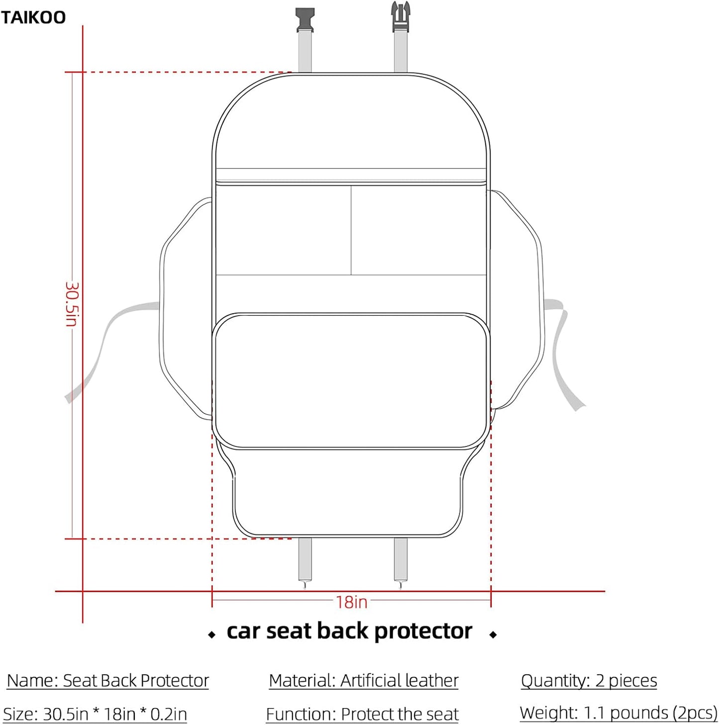 TAIKOO Seat Back Protector,Shields Seat Backs From Kicks and Adds Storage | kick mats back seat protector easy to install and clean, well-crafted, sturdy, durable and stylish.2 Pack