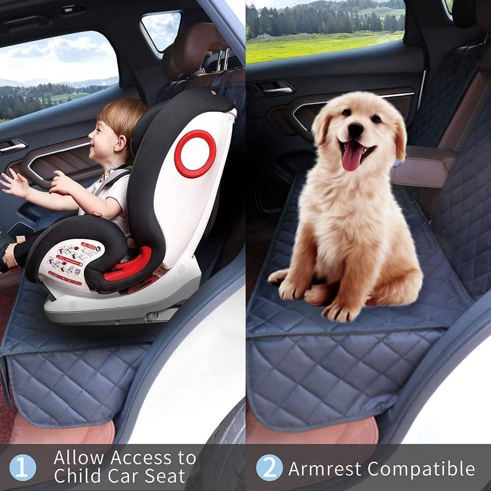 Dog Car Seat Cover for Back Seat Pet Cover for Dogs Waterproof Bench Seat Cover Protector Scratch Proof Nonslip Soft Dog Back Seat Cover for Cars Trucks SUV（48" L ×52" W