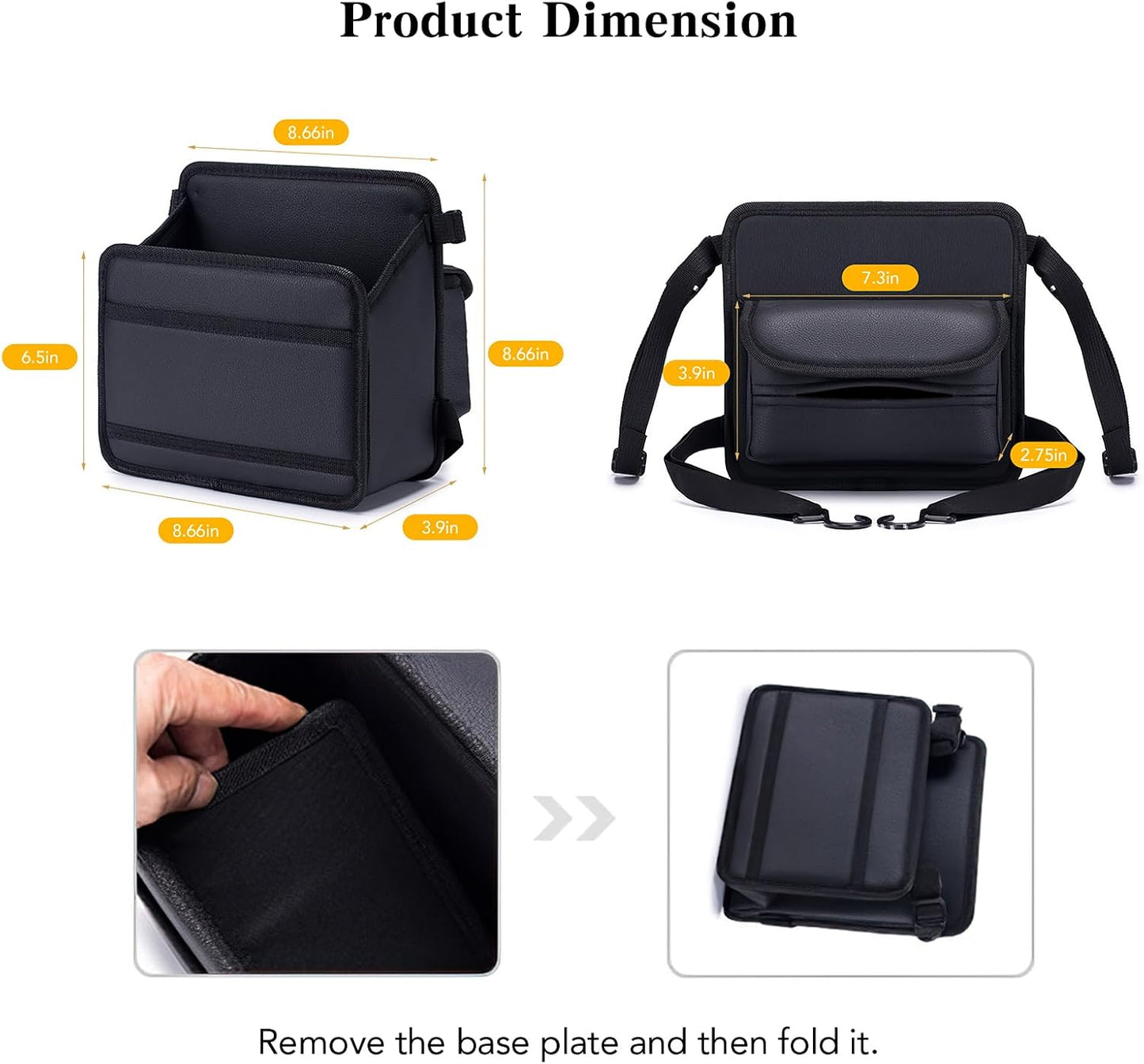 Car Storage Organizer Between Seats with Tissue Holder | Textured Leather Car Purse Holder Snack Holder | Auto Seat Back Handbag Organizer for Driving, Travel