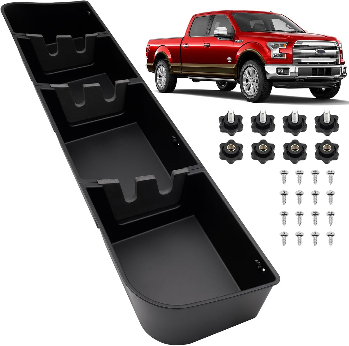 Mixsuper Liner Under Seat Storage for 2015-2026 Ford F150, 2017-2026 F250 F350 F450 F550 Super Duty, Rear Underseat Organizer for Ford F-150 Accessories Black