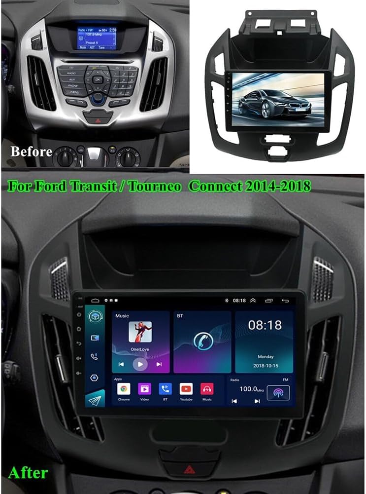 Android 13 Car Stereo Radio Compatible for Ford Transit Connect 2014-2018, 9inch Touch Screen Car Radio with CarPlay/Android Auto, GPS FM WiFi Mic Bluetooth Backup Camera, 2G+32GB