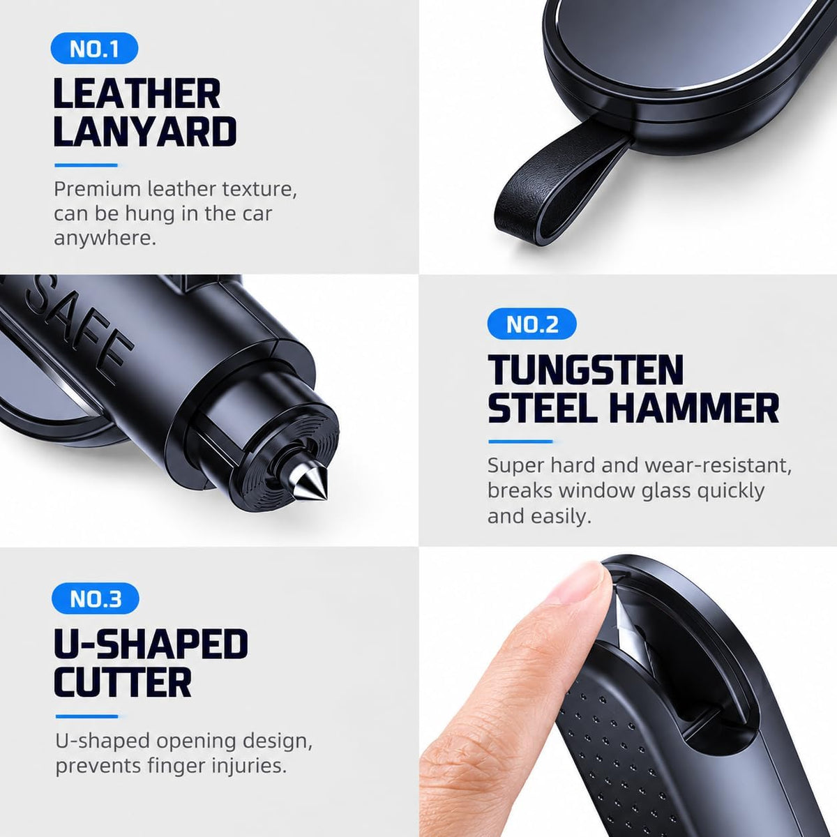 2 in 1 Car Escape Tool, Black