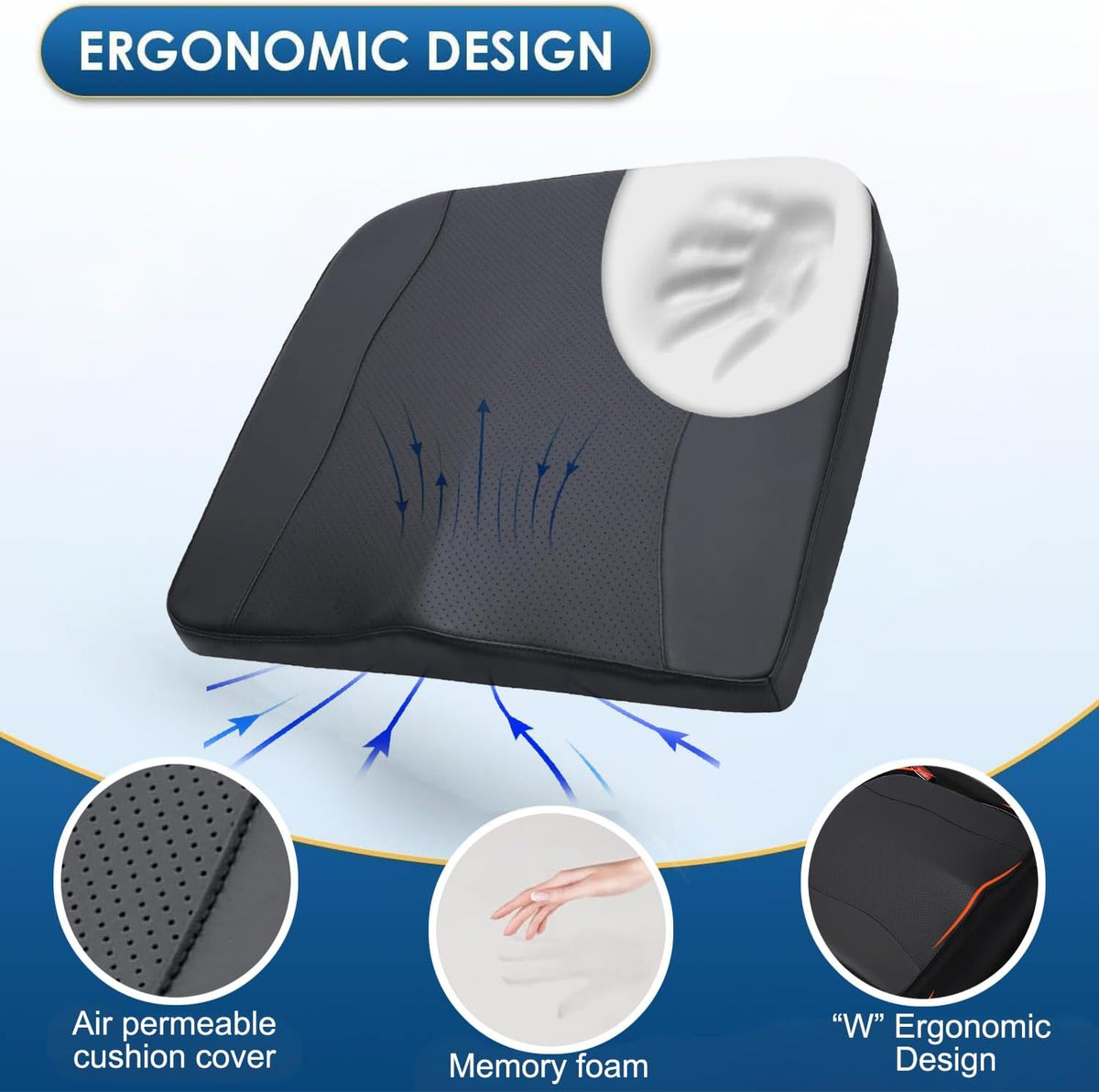 Comfort Memory Foam Car Seat Cushions For Driving,Black Booster Cushion Pad