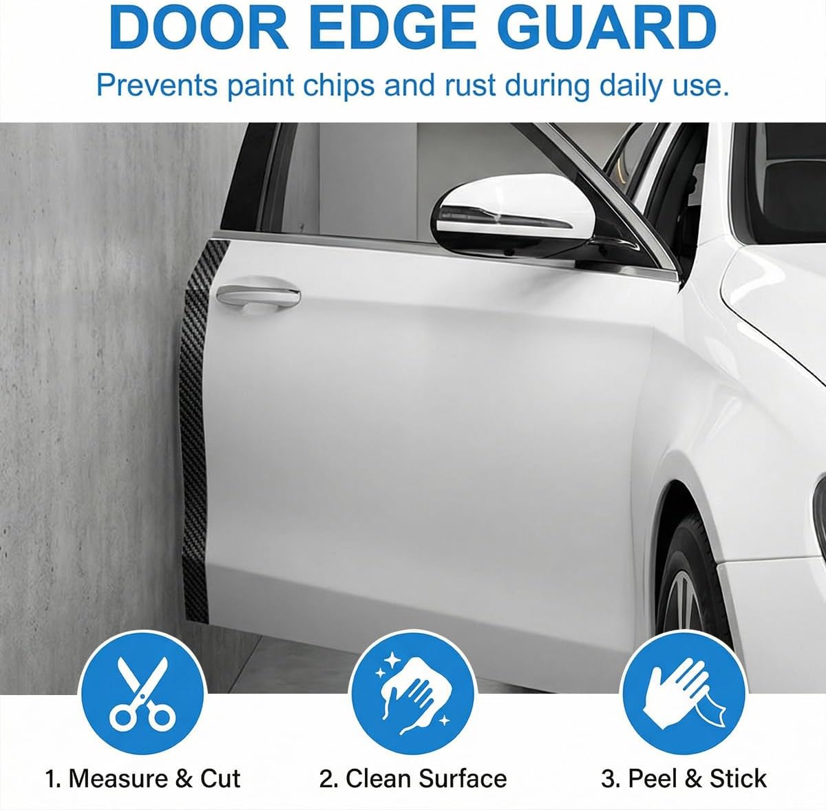 Car Door Edge Protector, 3.94" x 33FT Carbon Fiber Anti-Collision Door Entry Sill Guard Scratch Cover, Auto Threshold Paint Scuff Plate Protection Film, Universal for Vehicles