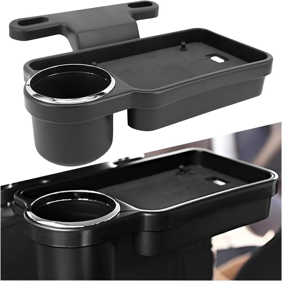 Car Cup Holder Tray, Foldable Car Backseat Organizer Food Tray for Eating, Multifunctional Detachable Headrest Drink Trays Desk for Most Vehicles Road Trips