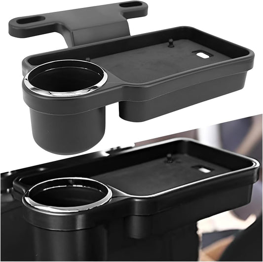 Car Cup Holder Tray, Foldable Car Backseat Organizer Food Tray for Eating, Multifunctional Detachable Headrest Drink Trays Desk for Most Vehicles Road Trips