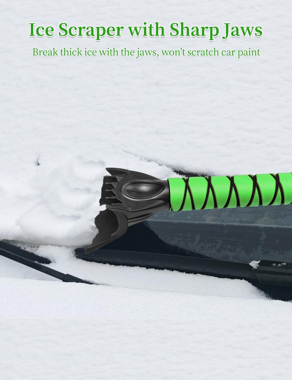 HEEYA Snow Brush for Car, Extendable Snow Brush and Ice Scraper with Foam Grip, Car Window Scraper for Snow and Ice for SUV Truck Auto RV Vehicle Windshield - Green