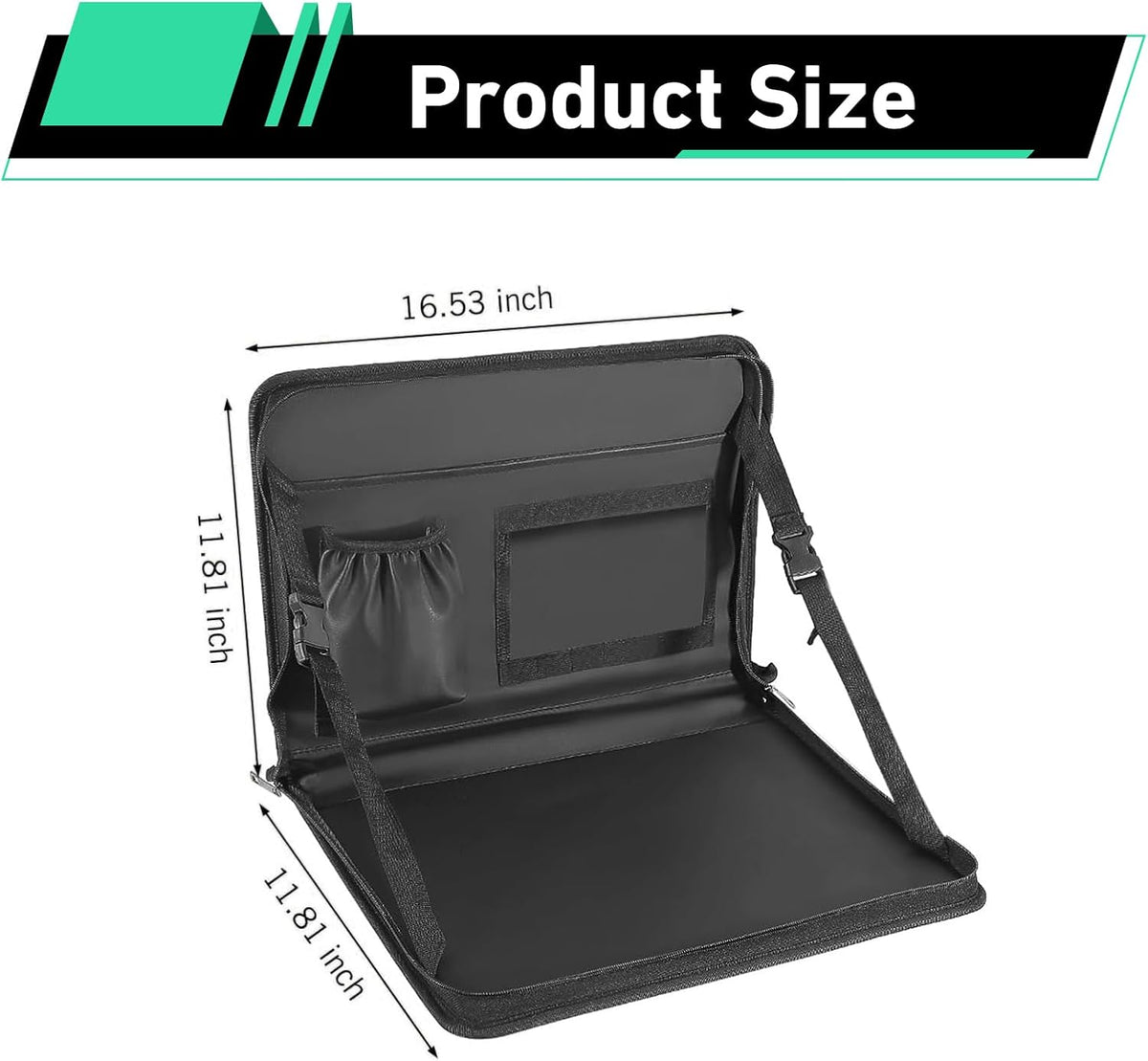 Steering Wheel Eating Tray, 3 in 1 Adjustable Seat Back Headrest Table, Multifunctional Steering Wheel Office Bag, Suitable for Kids, Commuters, Family (Black)