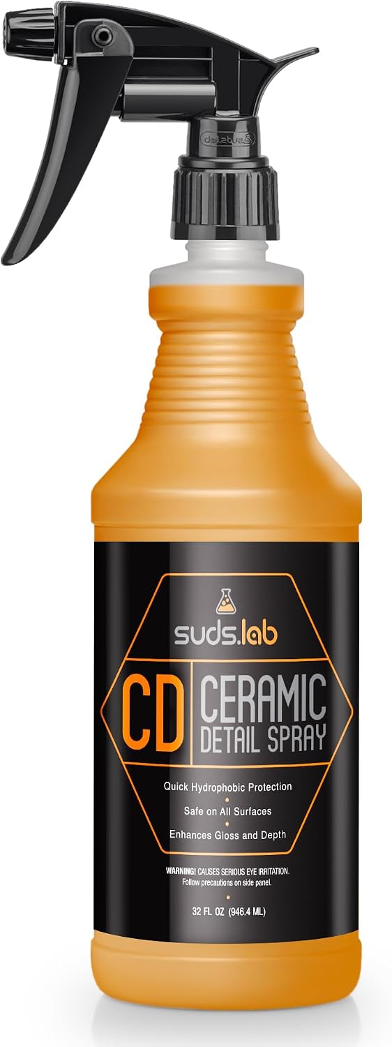 Suds Lab CD Ceramic Detail Spray, Wax Preserving Detailing Cleaner, Easy Surface Prep, Remove Dirt Dust And Oil, Water Repellent Protection, Easy To Use Spray For A Spot Free Shine 32 oz.