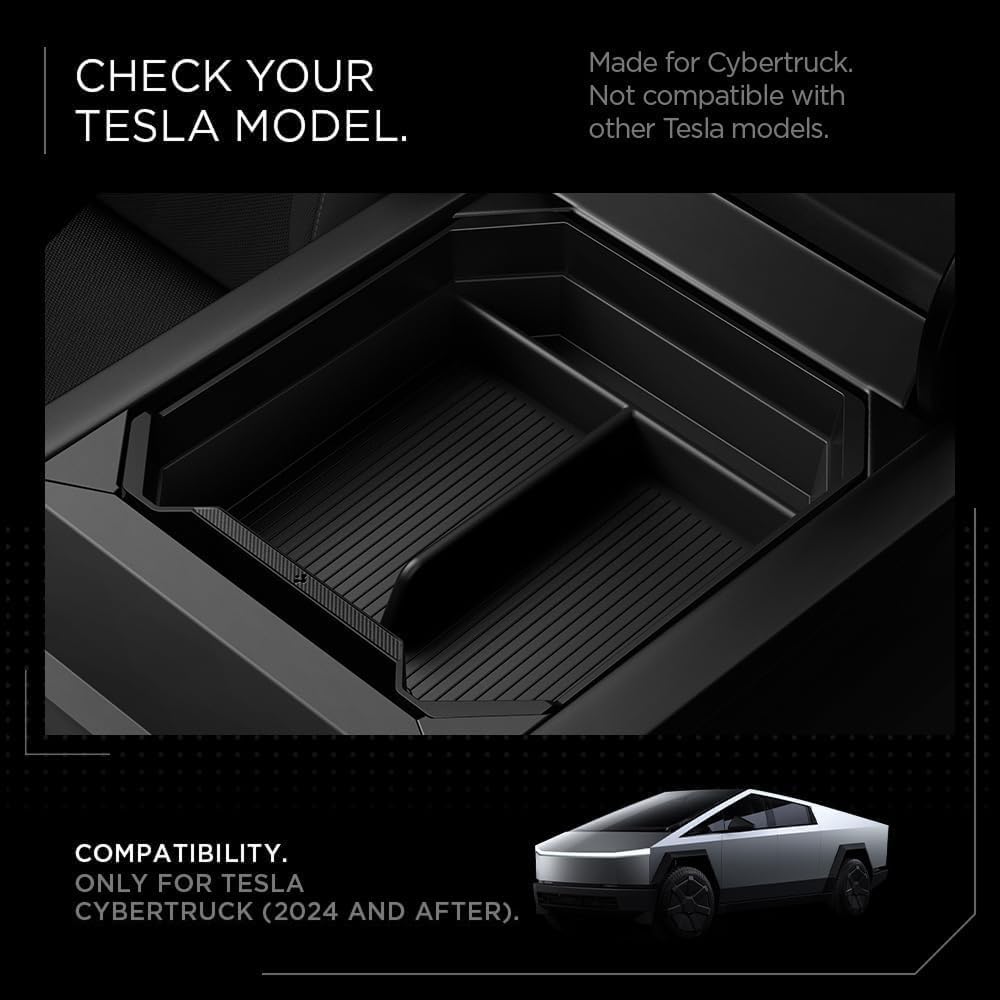 Spigen Center Console Organizer Tray Designed for Tesla Cybertruck Accessories 2026/2025/2024/2023 (Top) (Carbon Edition)