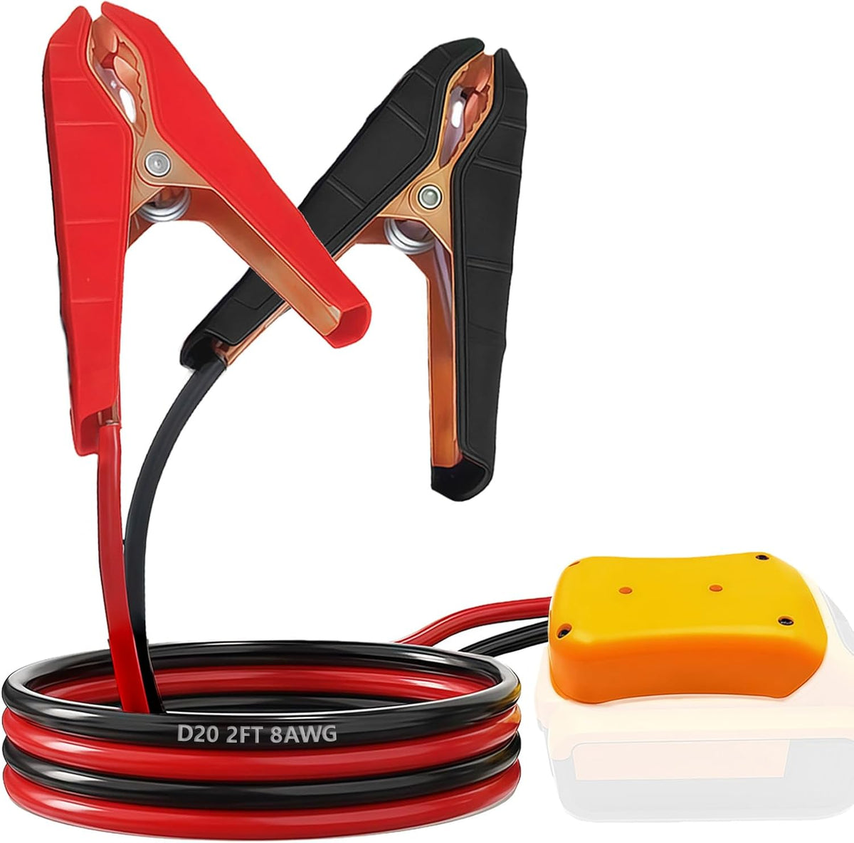 Jumper Cables with Adapter for Dewalt 20V Battery | 8AWG 2FT Jumper Starter