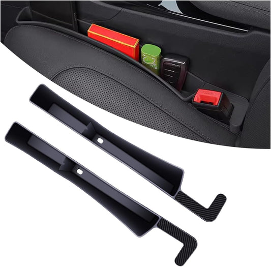 2PCS Car Seat Gap Filler, Anti-Drop Vehicle Console Crevice Blocker with 2 Storage Areas, Seat Side Seam Organizer Plug from Droping, Universal Automotive Interior Accessories (Black)