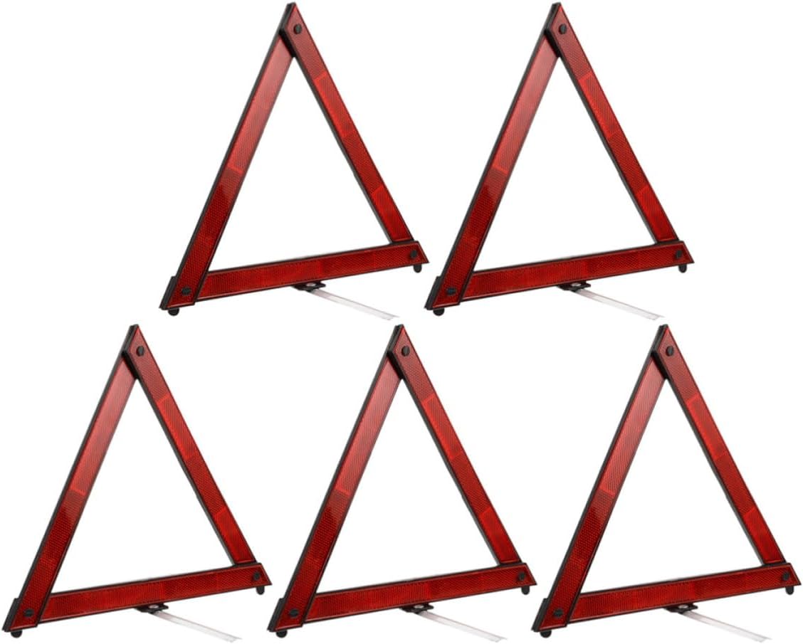 Luxshiny 5pcs Foldable Red Warning Triangle for Car and Vehicle Road Safety