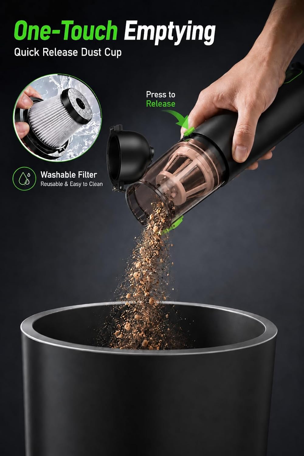 Car Vacuum, 4-in-1 Rechargeable Mini Cordless Handheld Vacuum for Car Home