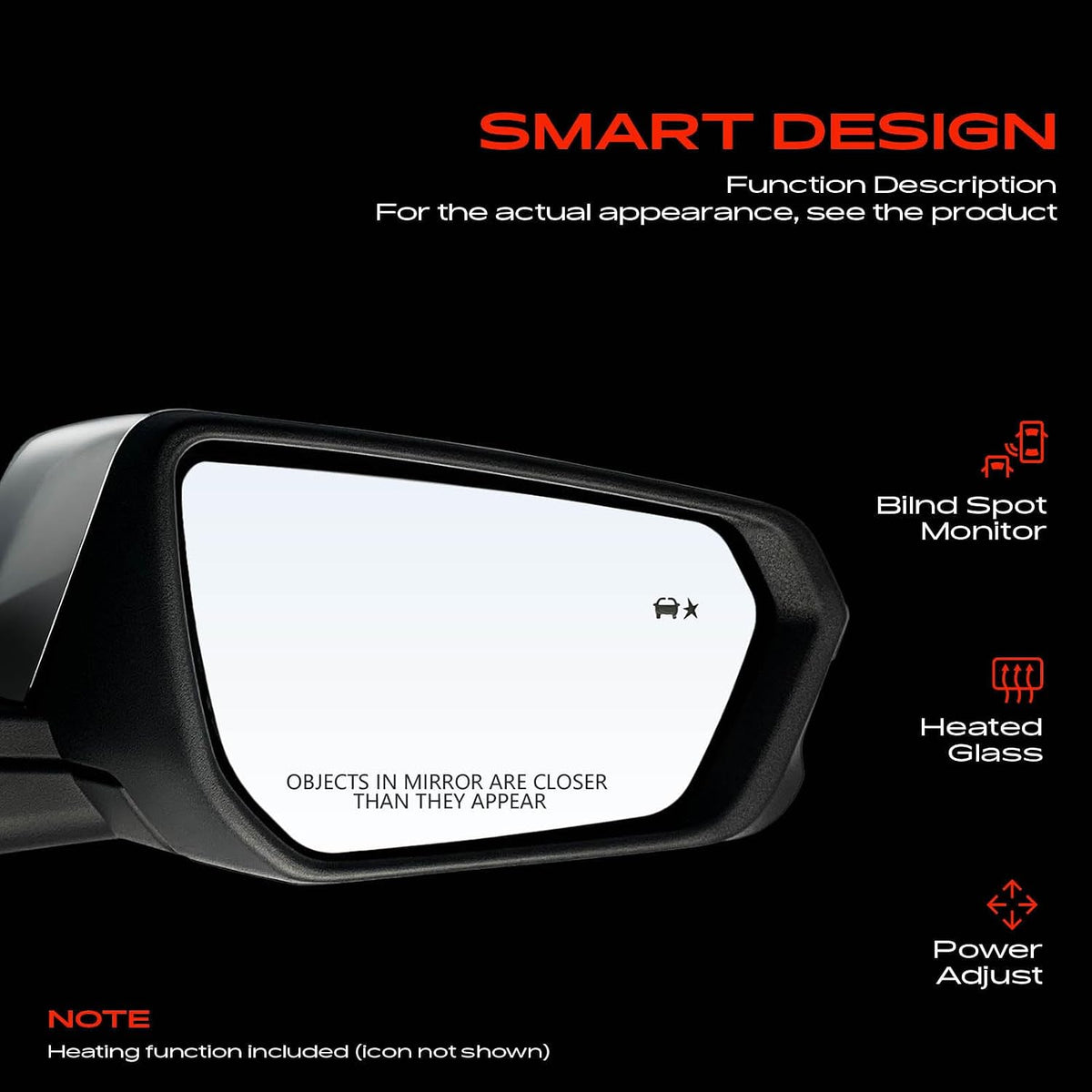 A-Premium Passenger Side Power Door Mirror Compatible with Chevrolet, GMC