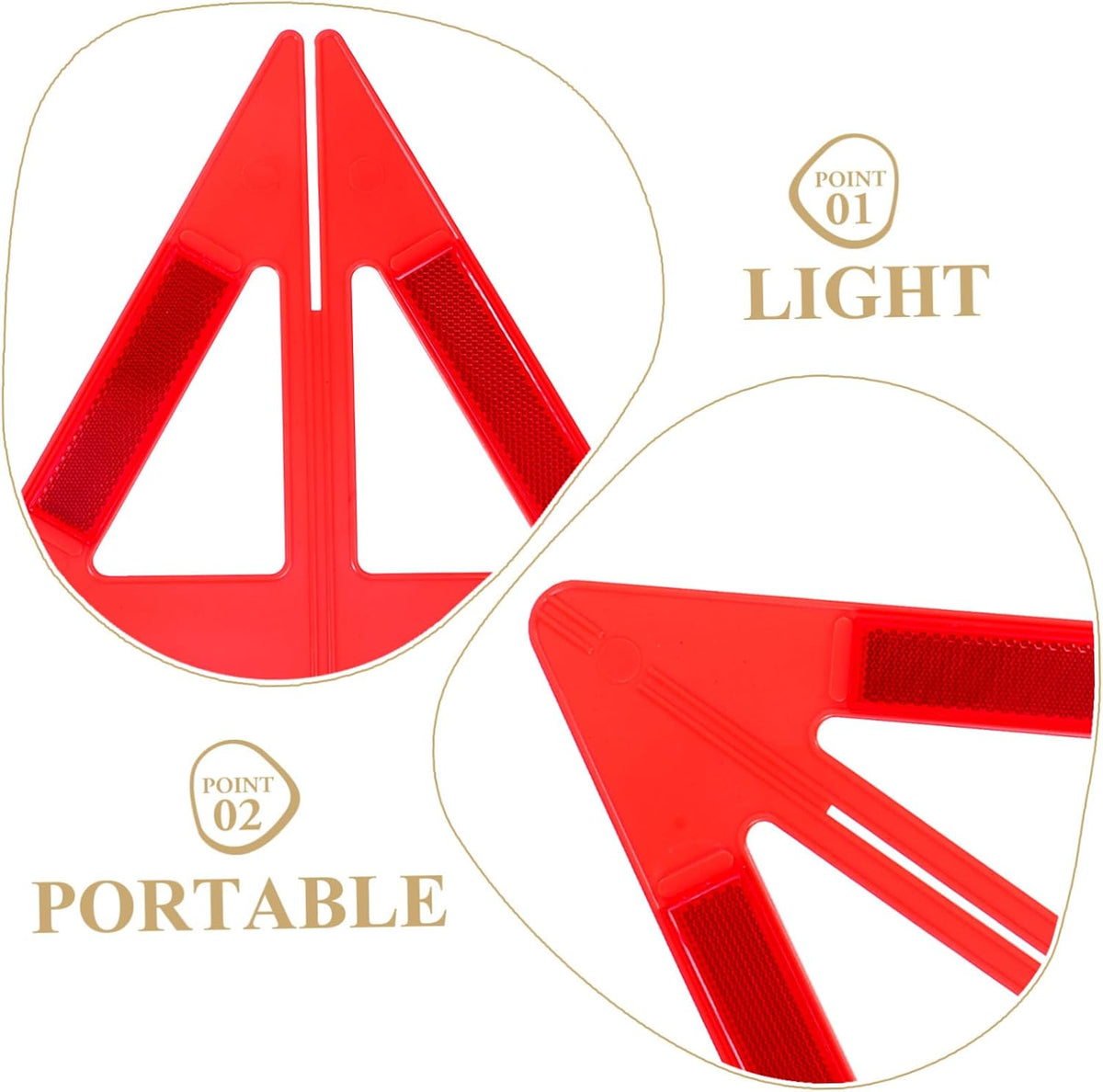 Foldable Reflective Warning Triangle Sign, PVC Roadside Safety