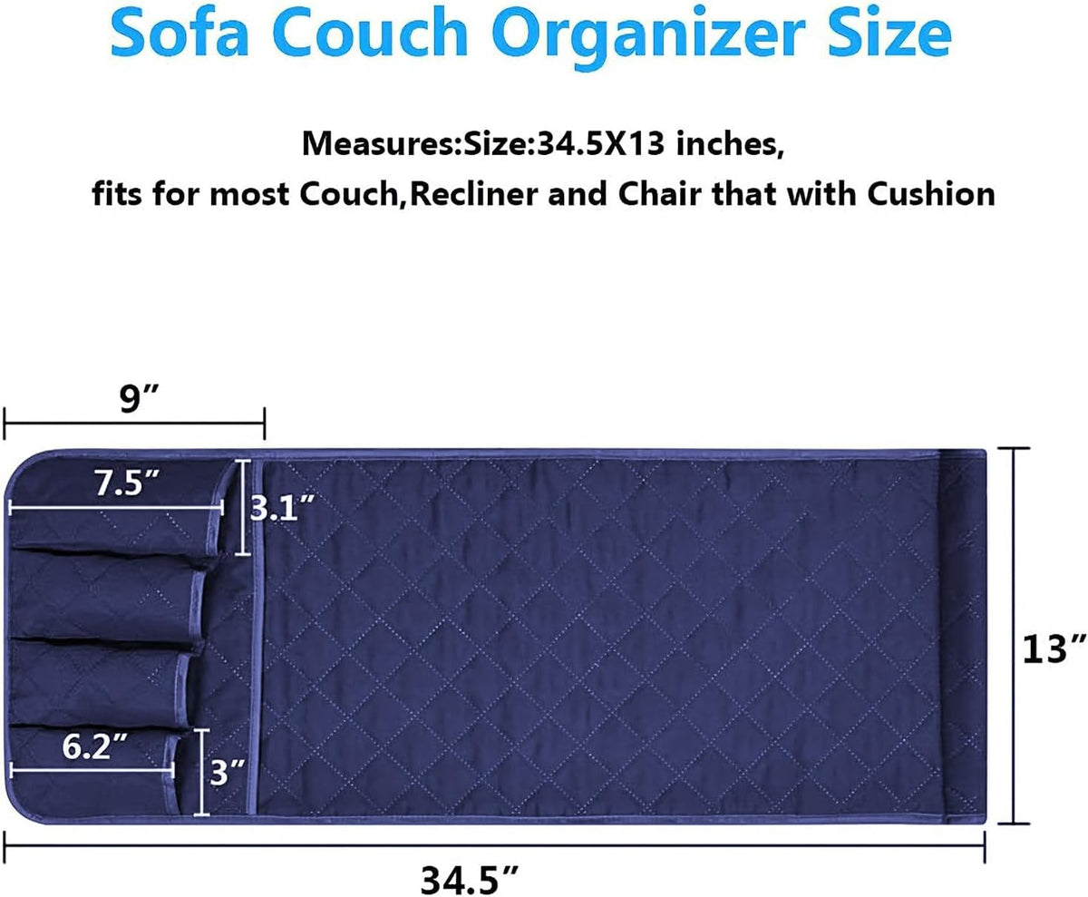 Armchair Caddy for Recliner, Non Slip Sofa Arm Organizer, Deep Blue