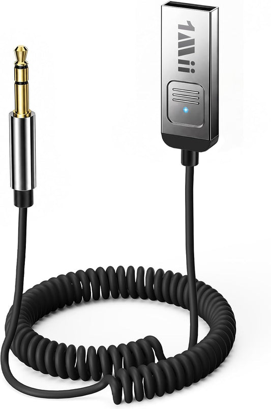 1Mii Aux Bluetooth 6.0 Car Adapter, 3.5mm Bluetooth Audio Receiver Cord
