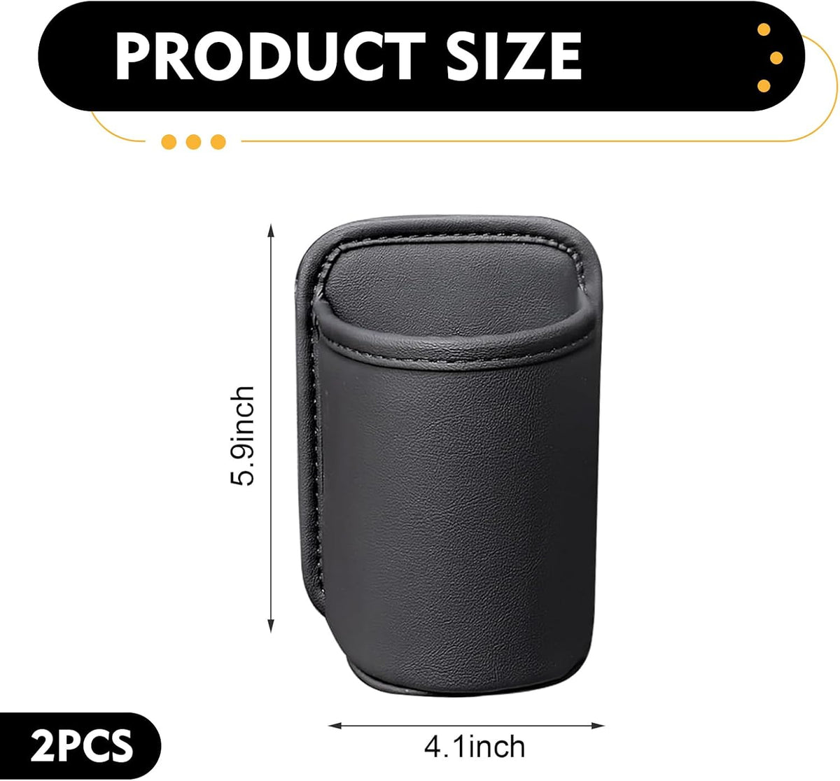 2 PCS Back Seat Cup Holders for Cars, Door Storage Box, Multifunctional Storage Bag Trash Can, Universal for Car Leather Water Bottle Holder, Auto Interior Accessories (Black)