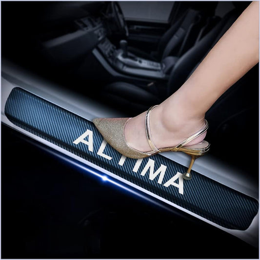 4Pcs Car Door Sill Protector for Nissan Altima, Carbon Fiber Anti-Scratch Guard for Nissan Altima Accessories - Self-Adhesive Car Door & Sill Protector -White