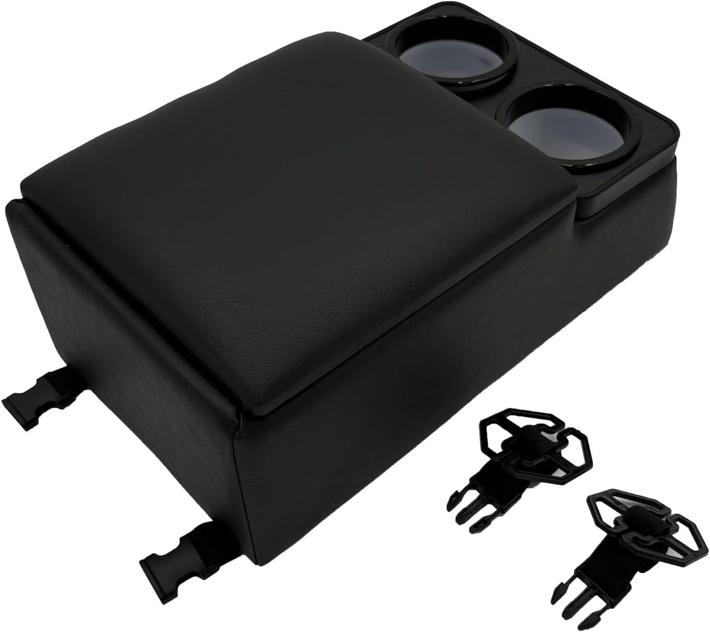 Car Center Console with Cup Holders, Universal Truck Bench Seat Organizer, Back Seat Storage (Black)
