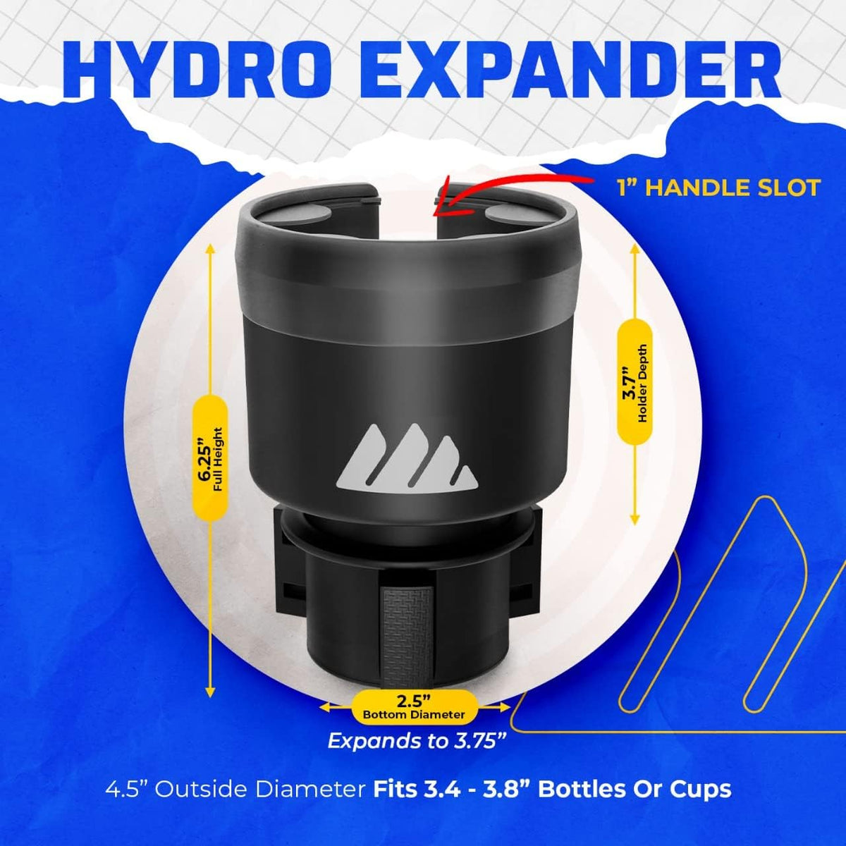 Integral Car Cup Holder Expander for Hydro Flask & Large Water Bottles