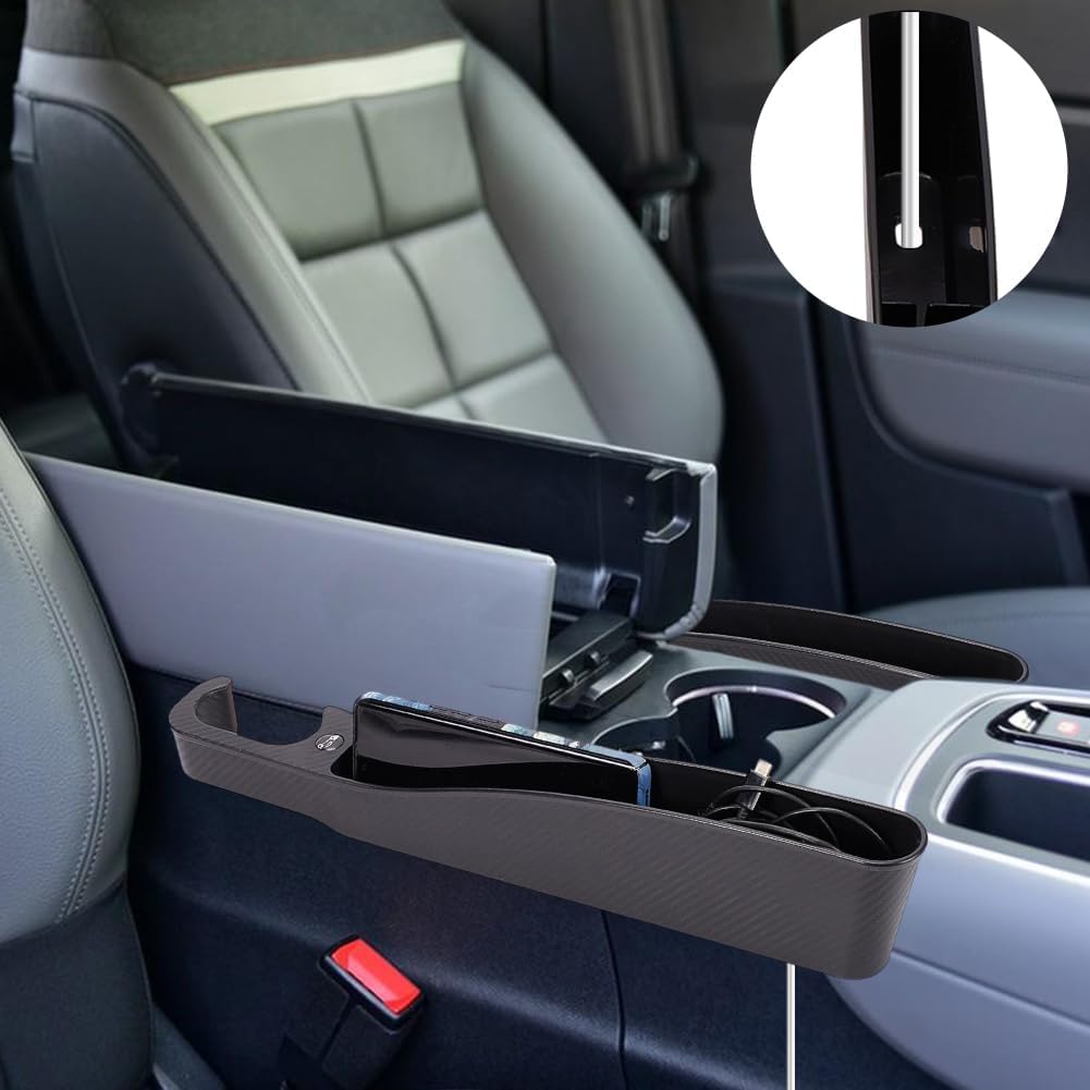 AHANDMAKER 2 Pack Car Seat Gap Filler Organizer Black Plastic Car Accessories for Women Interior Storage Box Prevents Item Drops for Car SUV Clutter-Free Interior