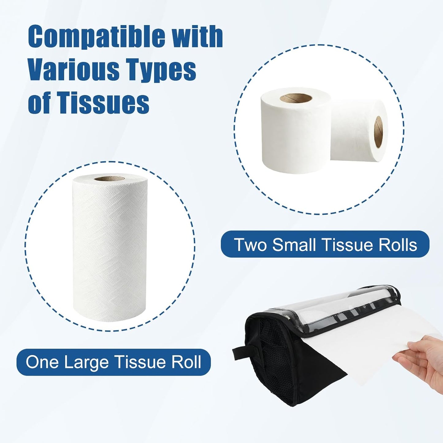 Portable Car Paper Towel Holder: Water-Resistant Toilet Paper Dispenser | No-Drill Over-the-Door Towel Roll Organizer, Multi Use for RV, BBQ, Camper, Boat, Garage, Kitchen Cabinets & Outdoor Fences