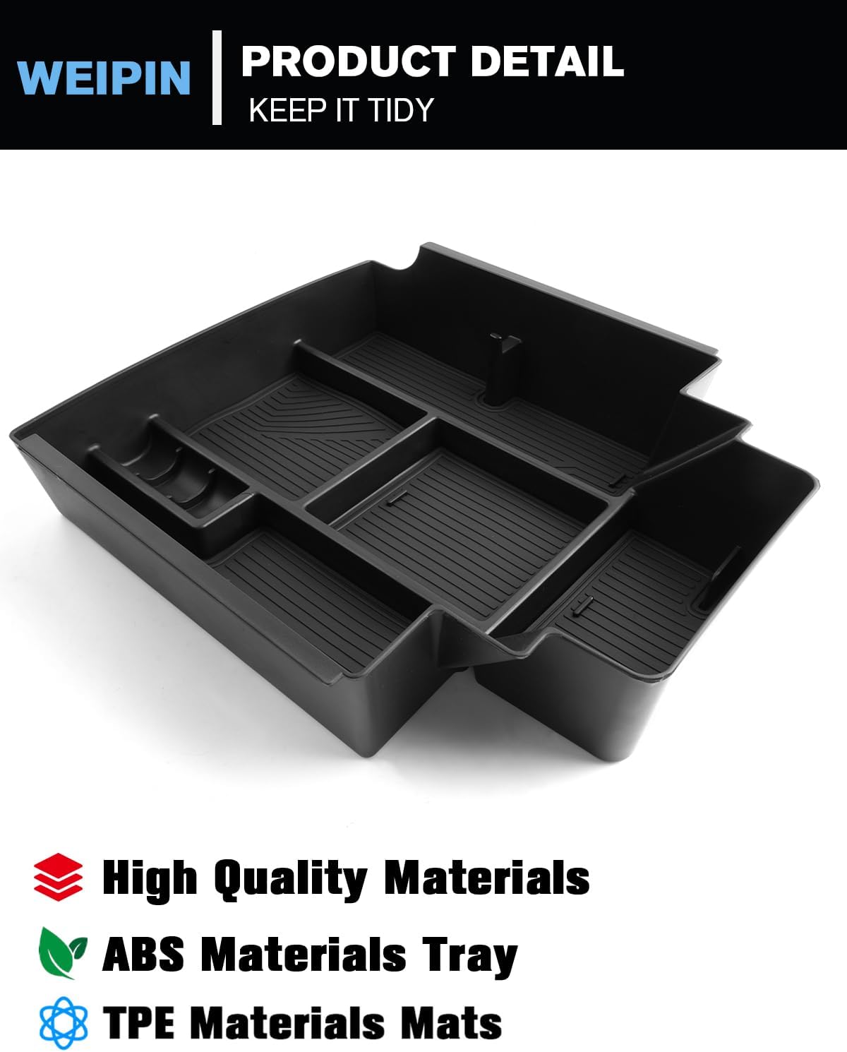 For 2PCS Double Layer Center Console Upper&Lower Armrest Organizer Compatible with 2024-2026 Chevy Silverado EV&GMC Sierra EV Armrest Storage Box Console Organizer - Easy to Install&Lift Handle Design
