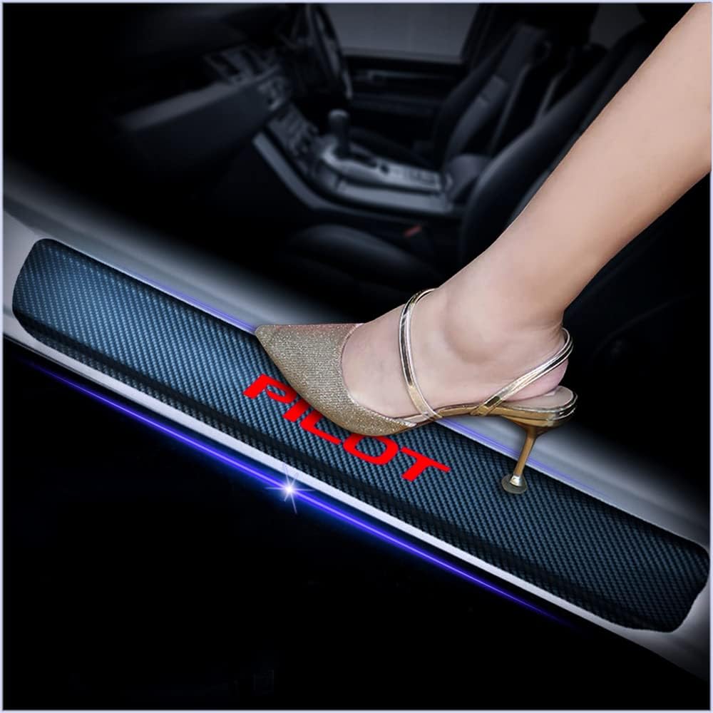 4Pcs Car Door Sill Protector for Honda Pilot, Carbon Fiber Anti-Scratch Guard for Honda Pilot Accessories - Self-Adhesive Car Door & Sill Protector -Pink
