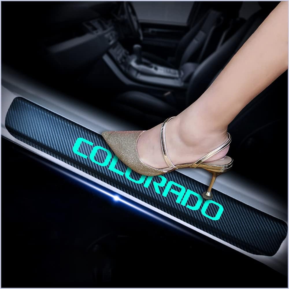 4Pcs Car Door Sill Protector for Chevy Colorado, Carbon Fiber Anti-Scratch Guard for Chevy Colorado Accessories - Self-Adhesive Car Door & Sill Protector -White