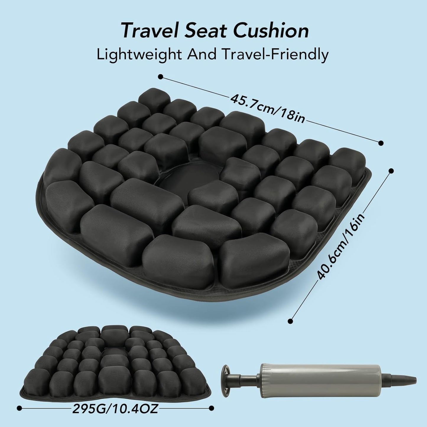 3D Air Inflatable Travel Seat Cushion for Pressure Relief Support | Comfort Cushion for Long Sitting,Car,Airplane Travel,Office Chairs & Home Living,Designed for Tailbone & Hemorrhoid Comfort