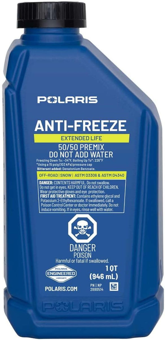 Polaris 50/50 Premix Extended Life Antifreeze, Snow and ORV, 1 Qt - 2880514