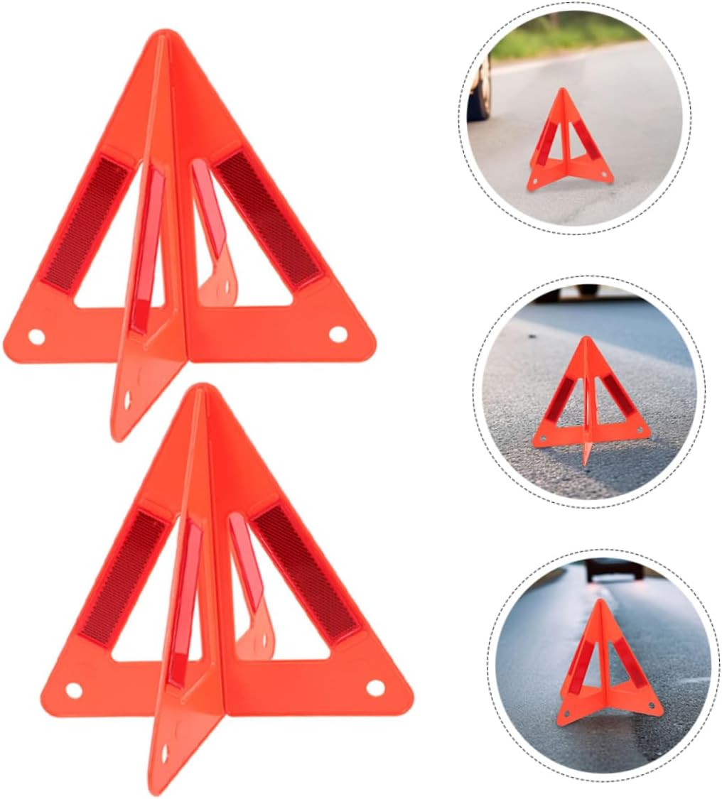 5pcs Red Plastic Warning Triangle Reflectors for Vehicle Roadside Alerts