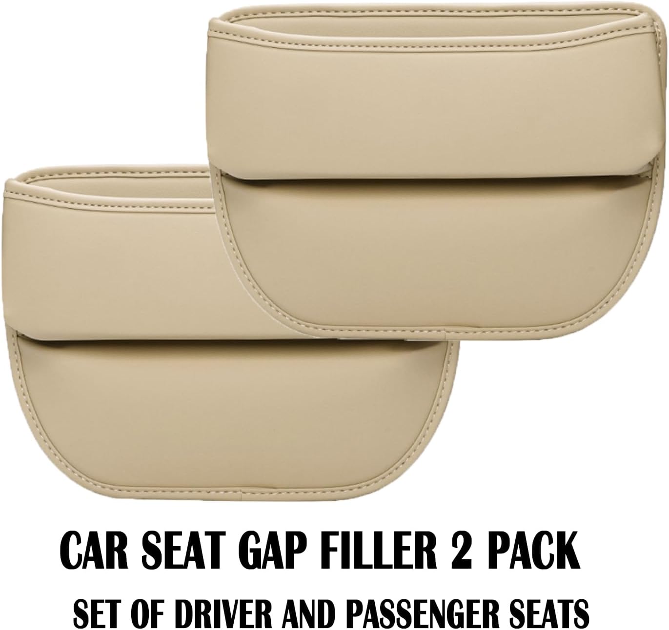 2-Pack Car Seat Gap Filler, Premium Leather Console Organizer Universal Fit for Car SUV Truck Multi-Purpose Essentials Organizer - Anti-Drop Auto Interior Accessories (Beige 2 pack)