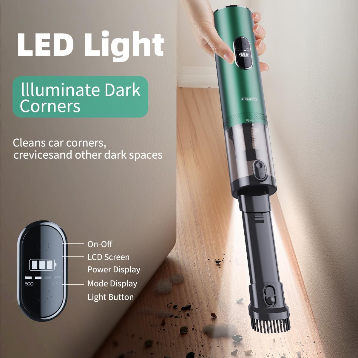 2026 Upgraded Handheld Vacuum Cordless 17000Pa Powerful Suction, Portable 4-in-1 Car Vacuum with LED Display&Light, 2H Fast Charge, Multi-Nozzles for Car Interior Home Cleaning