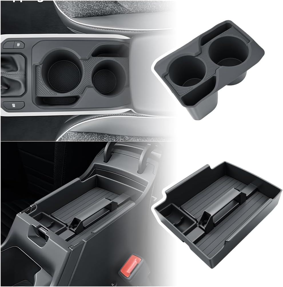 BIBIBO 2Pack for 2025 2026 Kia K4 Center Console Organizer 2025-2026 Kia K4 /2026 K4 Hatchback Console Tray +Cup Holder Insert Organizer 2025+ Kia K4 Accessories