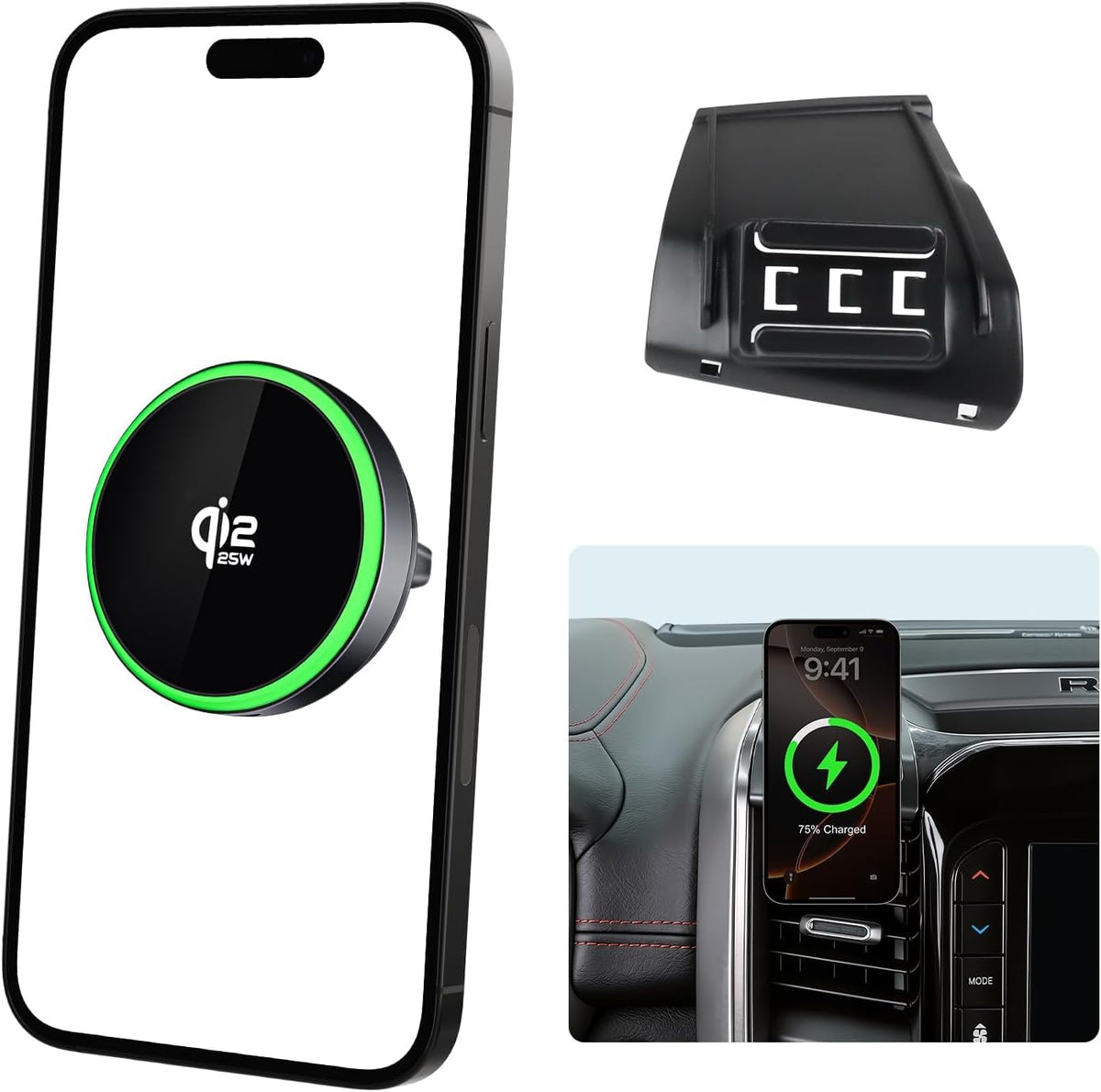 Qi2.2 25W Wireless Charger Car Phone Mount for Dodge Ram 1500 2019-2026