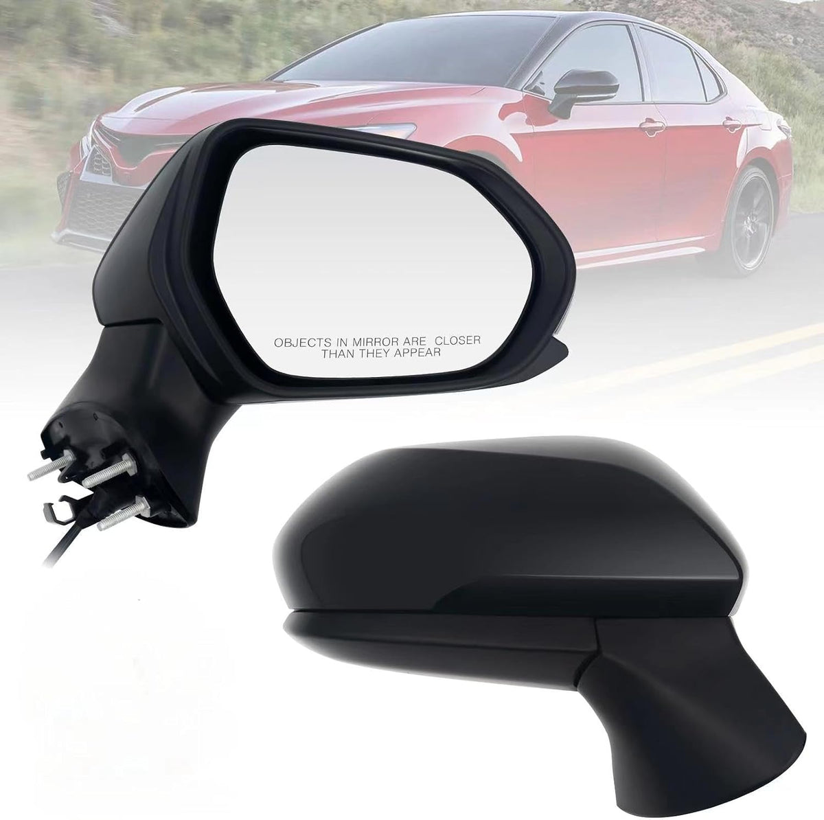 Passenger Side View Mirror Compatible With Toyota Camry 2018-2022 3-Pins Manual Folding Power Glass Non Heated Non Blind Spot Rear View Mirror White