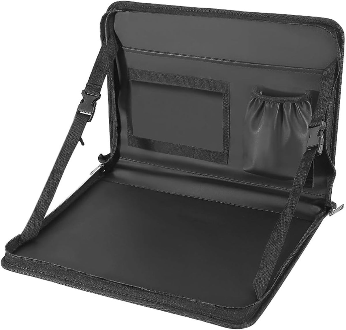Steering Wheel Eating Tray, 3 in 1 Adjustable Seat Back Headrest Table, Multifunctional Steering Wheel Office Bag, Suitable for Kids, Commuters, Family (Black)