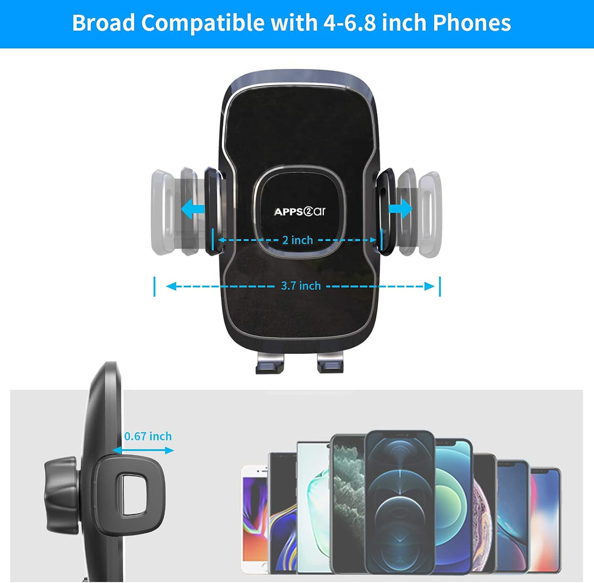 APPS2Car 14'' Gooseneck Car Truck Phone Holder, Windshield Phone Mount