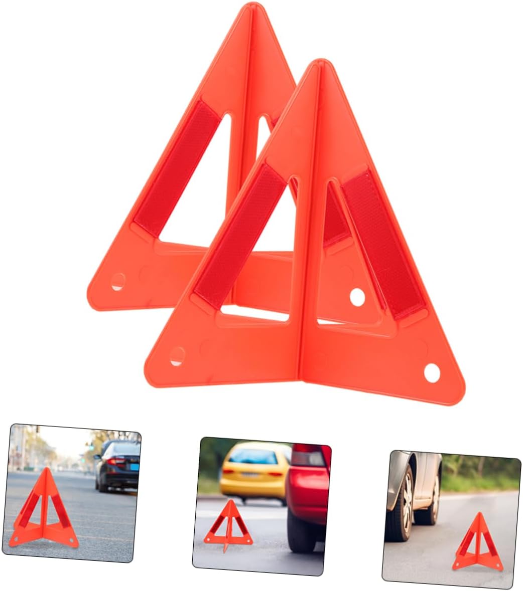 PRETYZOOM 3pcs Reflective Triangle Warning Signs Emergency Vehicle Safety Kit Foldable and Portable Roadside Safety Triangles for Breakdowns and Parking Alerts