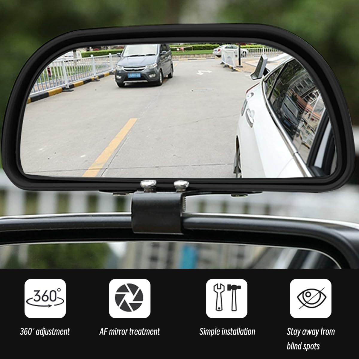 Mandark 2PCS 5.71 Inch Rectangular Convex Blind Spot Mirrors, Black