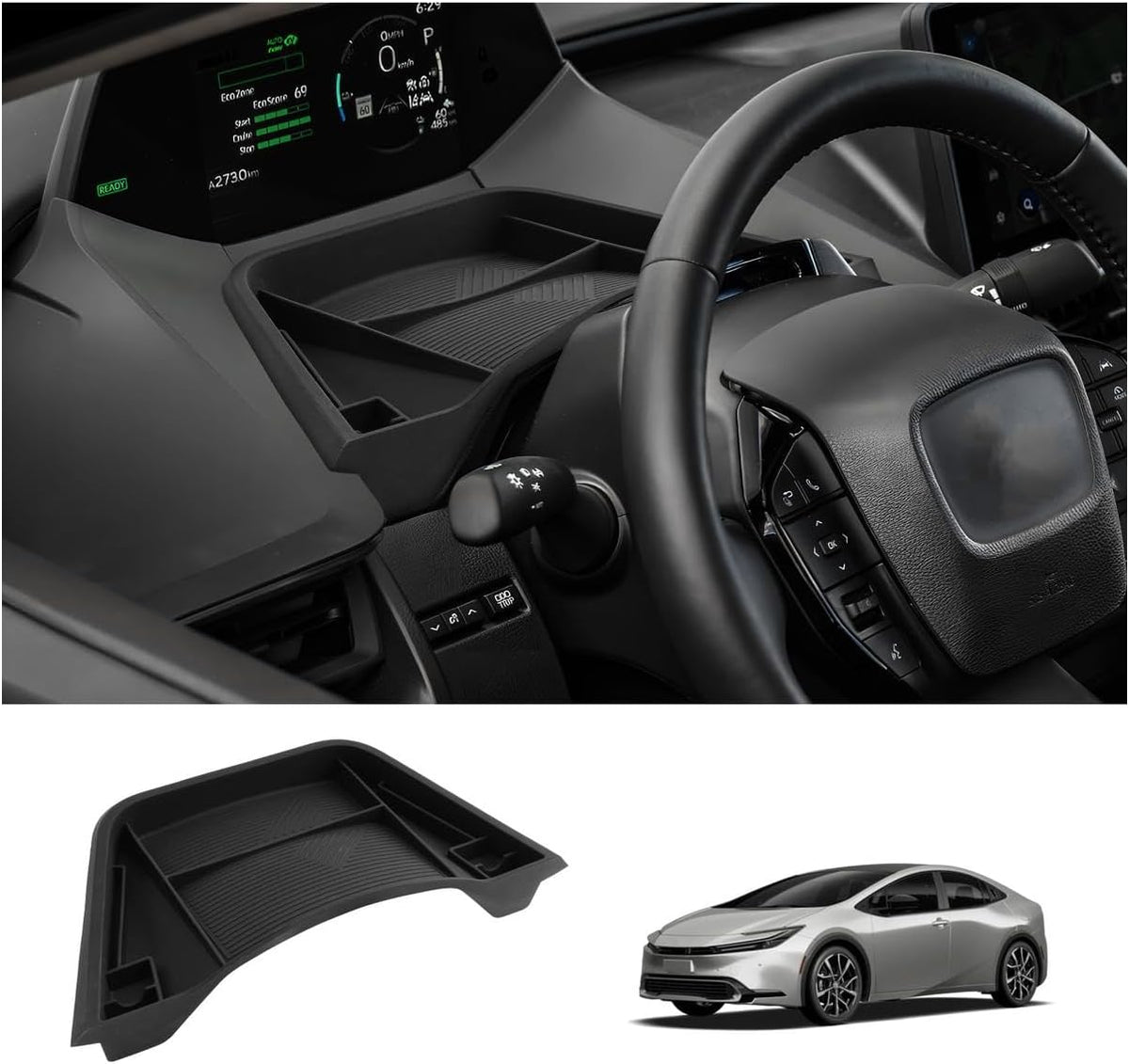 LUWU 2026 2027 Prius Dashboard Storage Tray Compatible with 2023 2024 2025 2026 2027 Prius Accessories Behind Screen Organizer Prius 2026 Accessories Center Console Box Dash Tray (Silicone)