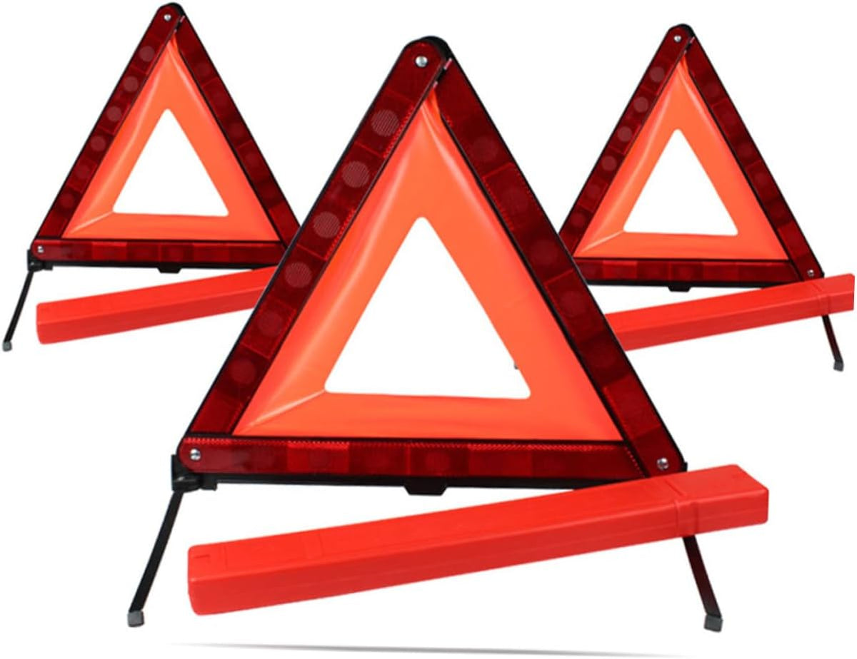 2Pcs Red Plastic Triangle Warning Sign for Road Safety Alerts
