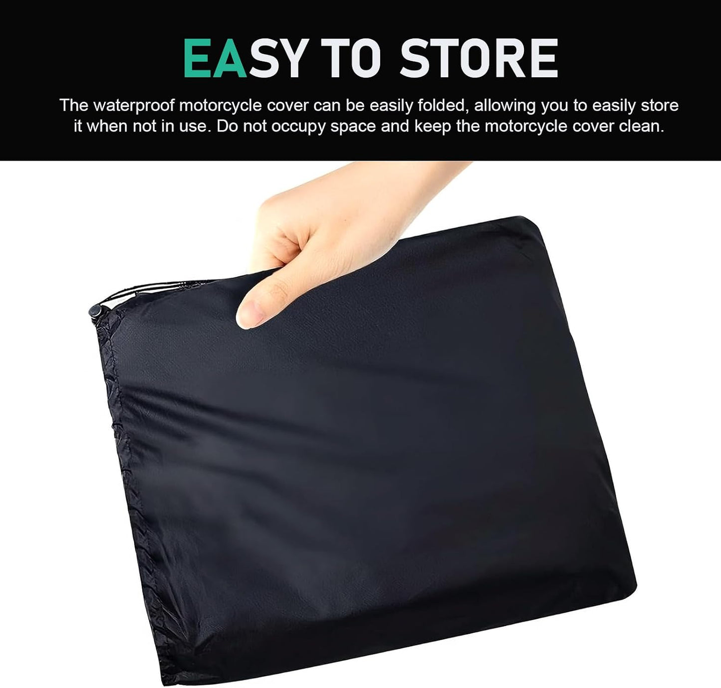 Motorcycle Covers, Waterproof Sunproof Dustproof Outdoors Motorbike Cover with Lock-Holes, All Weather Protection Vehicle Accessories, Fits Up to 104" Motorcycles, Electric Vehicle (Black)