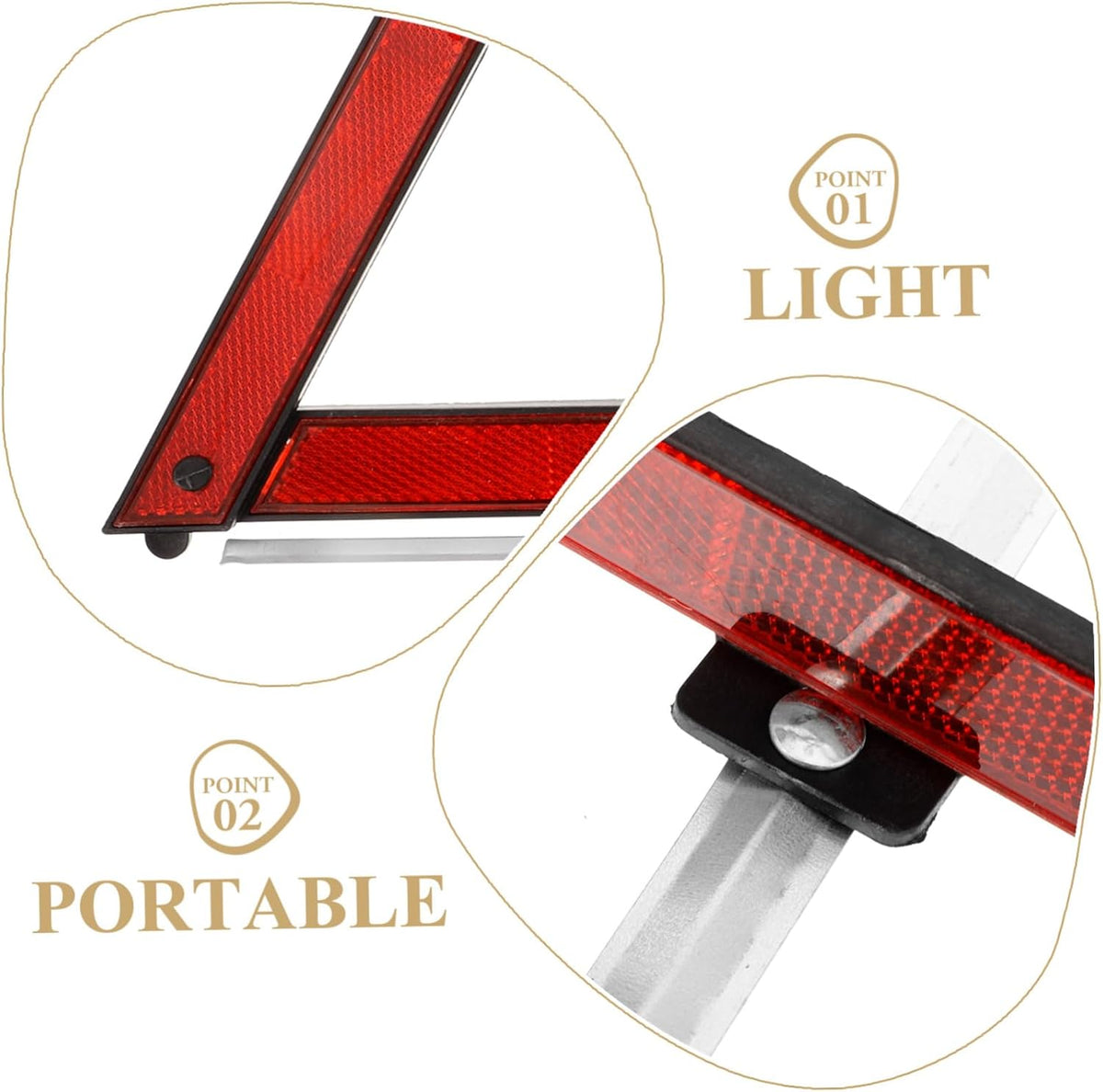 Reflective Triangle Warning Sign 3pcs ABS Frame for Road Parking