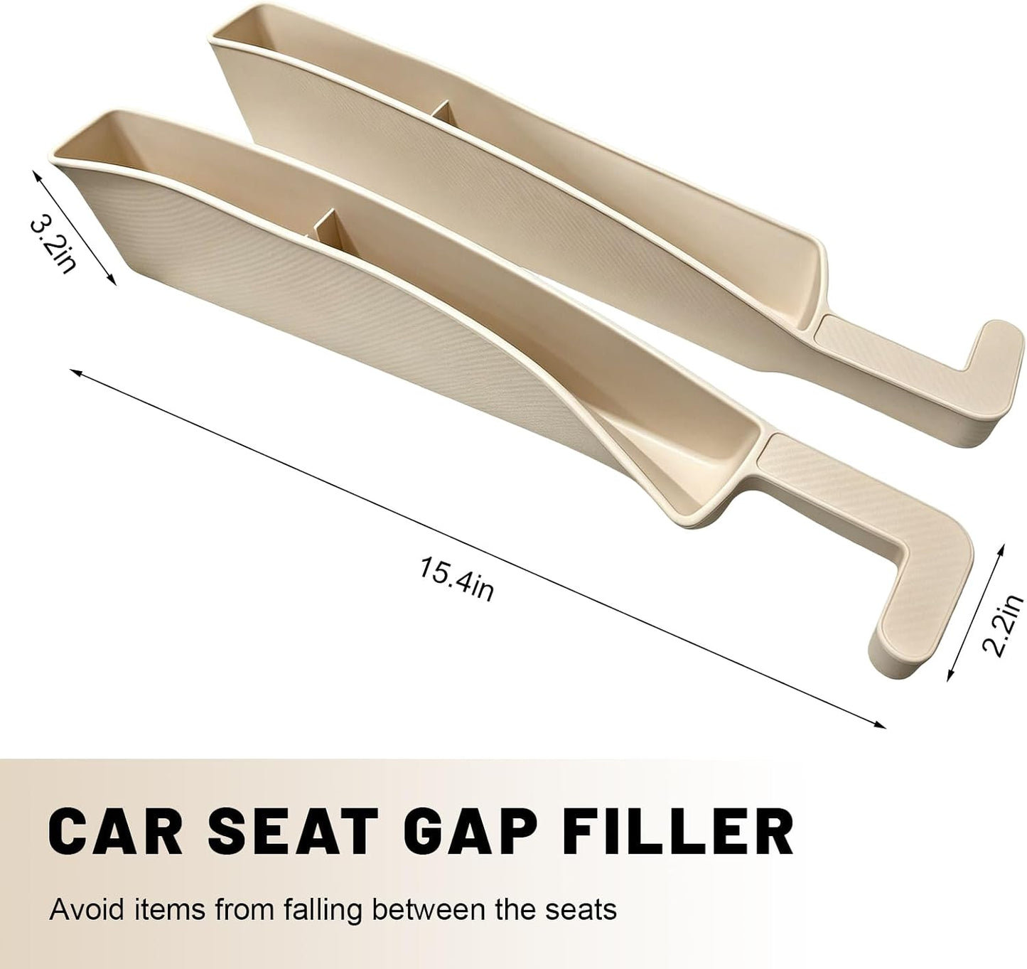 2 PCS Car Seat Gap Filler, Multifunctional Auto Console Side Storage with Phone Holder & USB Slot, Universal Front Seat Organizer Fill The Gap Space for Car SUV Truck (Beige)